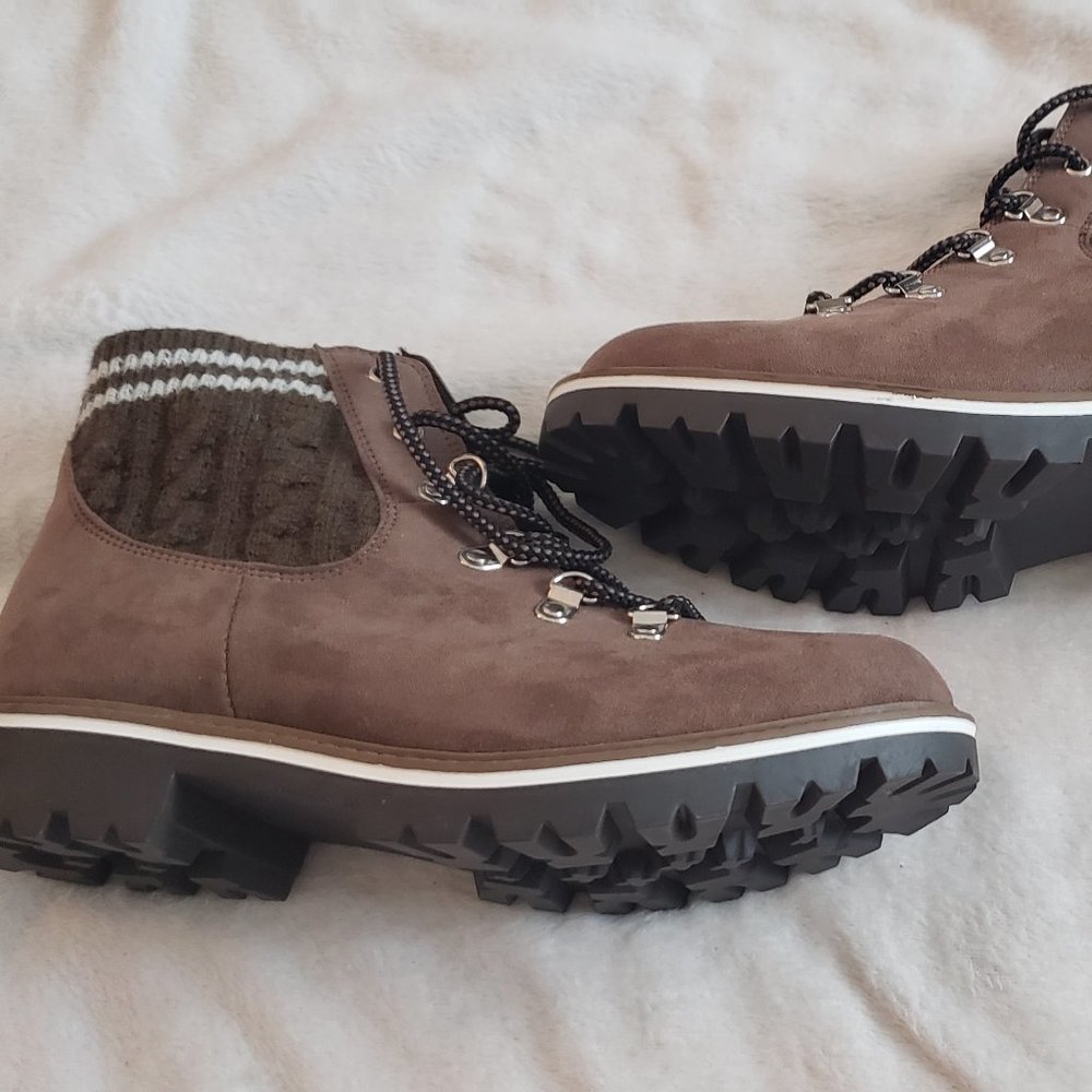 Torrid Brown Booties With Knit Sweater Side Panels